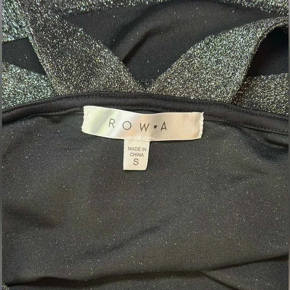 Row A Sparkling Glitter Black and Silver Sleeveless Party Tank Top- Size S - Picture 4 of 4
